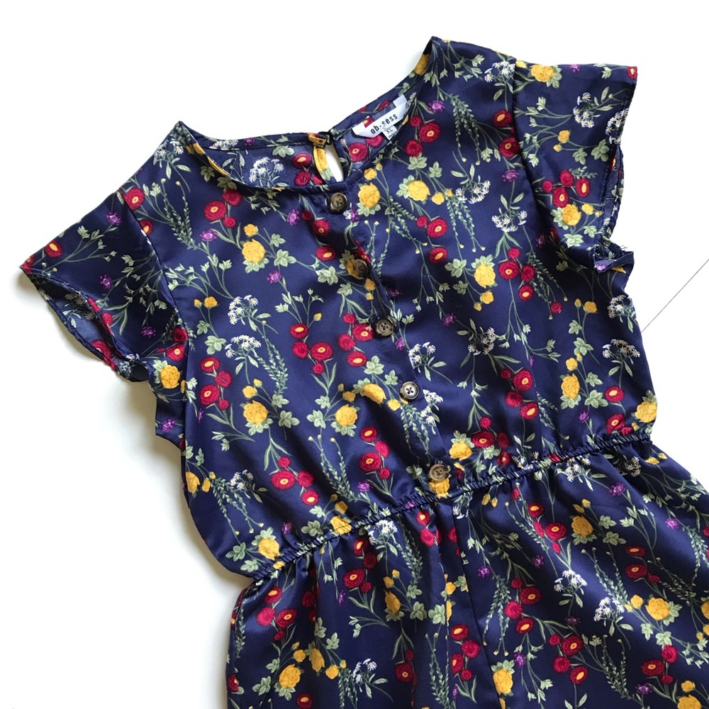 Ob•sess Floral Shorts Sleeve Wide Leg Satin Romper